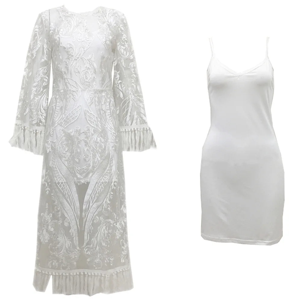 Evening Dress + Lace Embroidery Fringe Tassels + Vintage Prom Style With Elegant Silhouette - SN Wigs & More