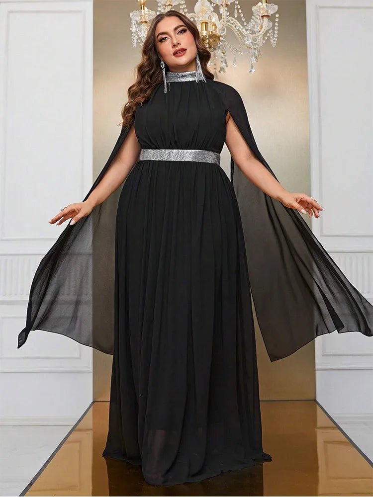 Evening Dress Round - Neck Sleeveless Shawl Chiffon Floor - Length Chic Style - SN Wigs & More
