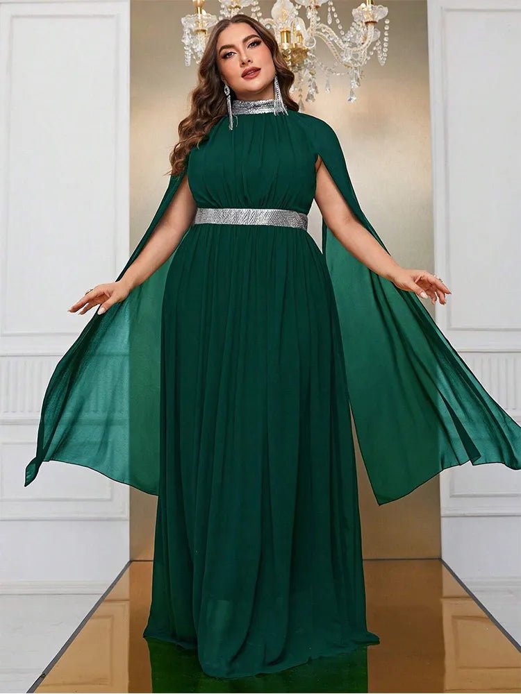 Evening Dress Round - Neck Sleeveless Shawl Chiffon Floor - Length Chic Style - SN Wigs & More