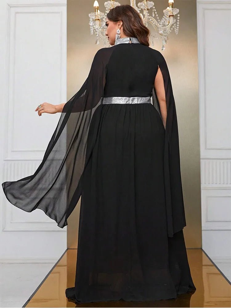 Evening Dress Round - Neck Sleeveless Shawl Chiffon Floor - Length Chic Style - SN Wigs & More