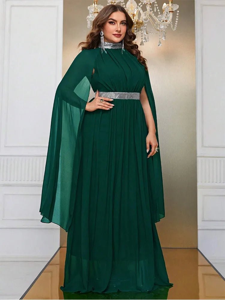 Evening Dress Round - Neck Sleeveless Shawl Chiffon Floor - Length Chic Style - SN Wigs & More
