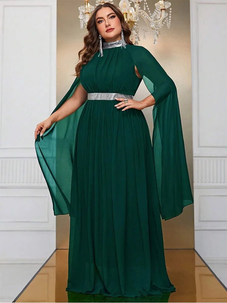 Evening Dress Round - Neck Sleeveless Shawl Chiffon Floor - Length Chic Style - SN Wigs & More