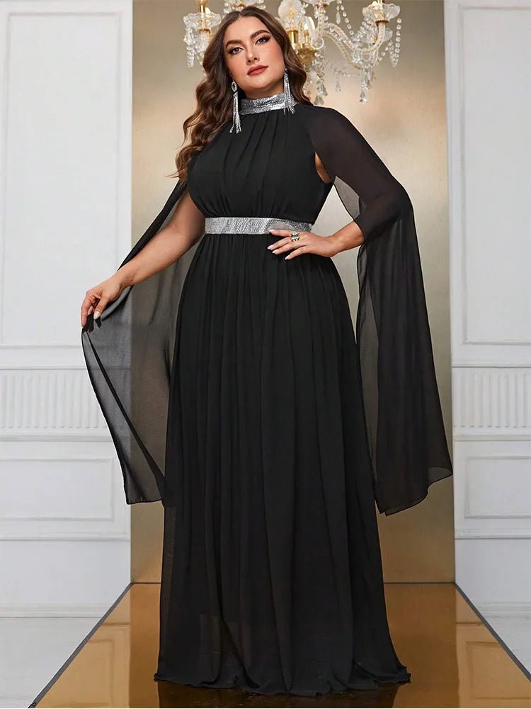 Evening Dress Round - Neck Sleeveless Shawl Chiffon Floor - Length Chic Style - SN Wigs & More