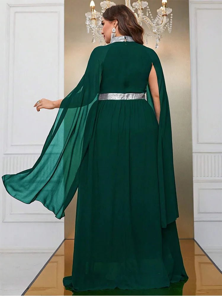 Evening Dress Round - Neck Sleeveless Shawl Chiffon Floor - Length Chic Style - SN Wigs & More