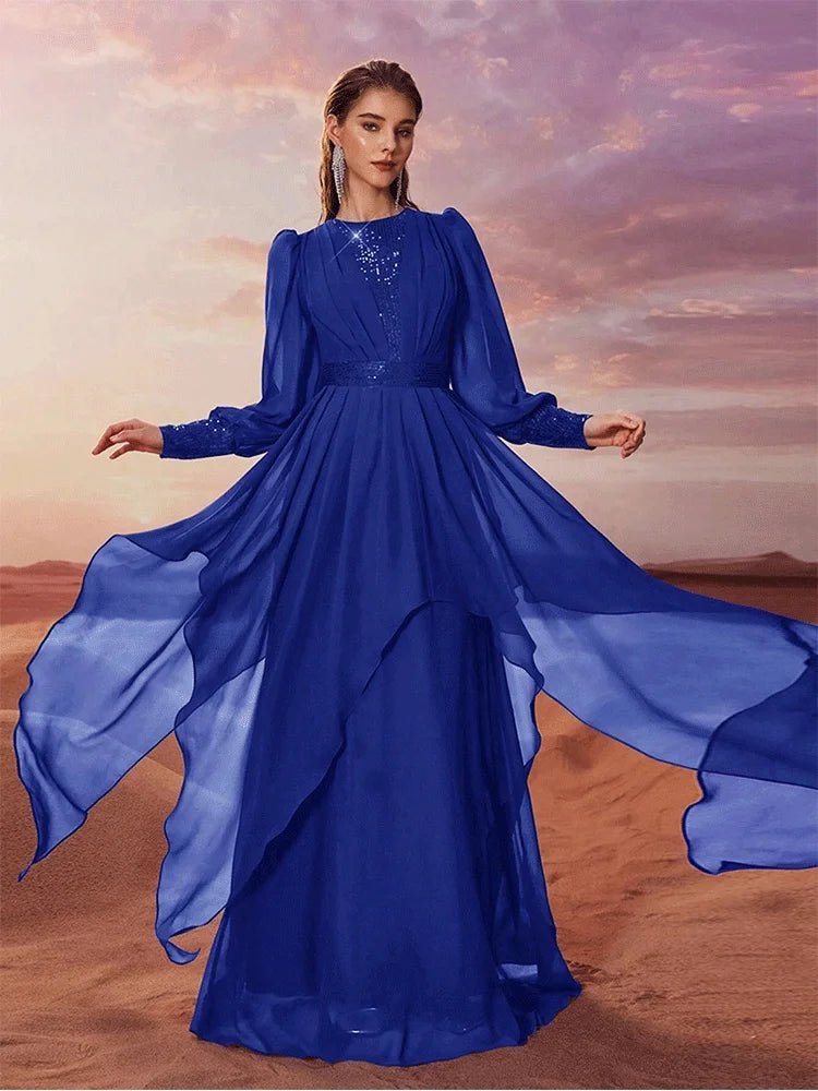 Evening Dress + Sequined Chiffon + Elegant Evening Style - SN Wigs & More
