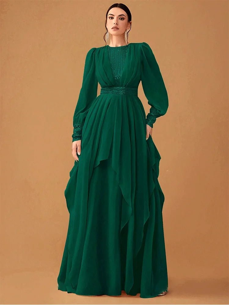 Evening Dress + Sequined Chiffon + Elegant Evening Style - SN Wigs & More