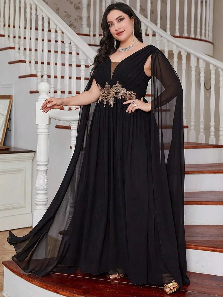 Evening Dress V Neck Sleeveless Flesh Pink Chiffon Floor Length For Bridesmaids Elegant Style - SN Wigs & More