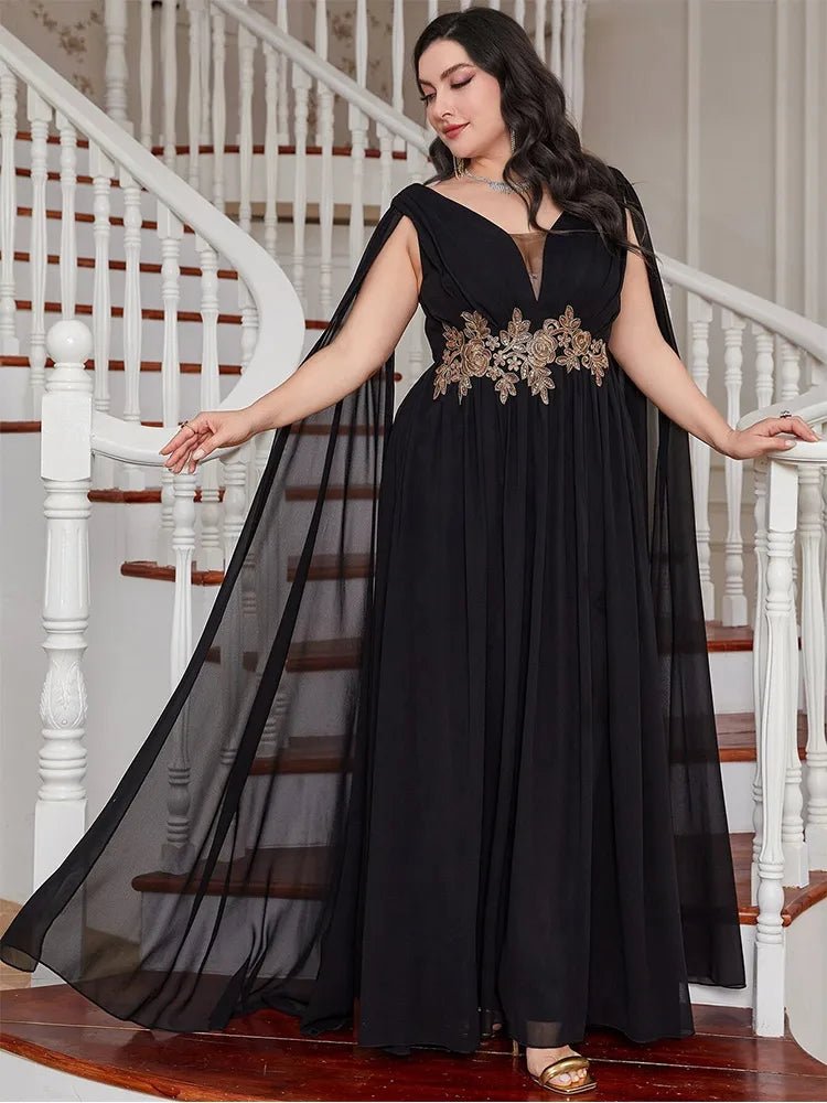Evening Dress V Neck Sleeveless Flesh Pink Chiffon Floor Length For Bridesmaids Elegant Style - SN Wigs & More