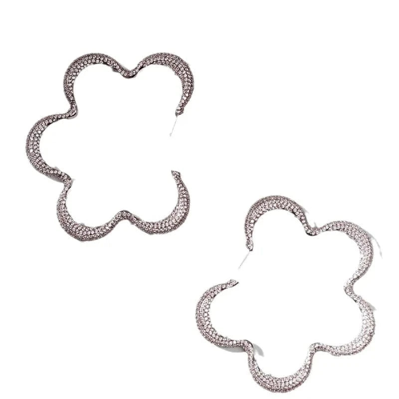 Exaggerated Big Flower Earrings Statement Women Luxury Fashion Rhinestone Earrings Crystal Jewelry Wholesale