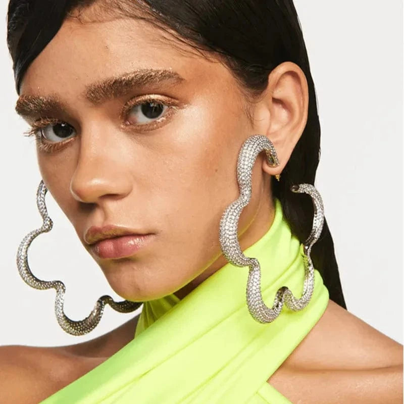 Exaggerated Big Flower Earrings Statement Women Luxury Fashion Rhinestone Earrings Crystal Jewelry Wholesale
