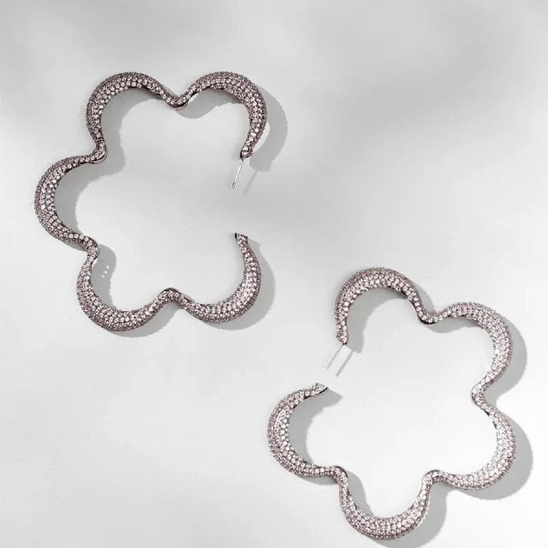 Exaggerated Big Flower Earrings Statement Women Luxury Fashion Rhinestone Earrings Crystal Jewelry Wholesale