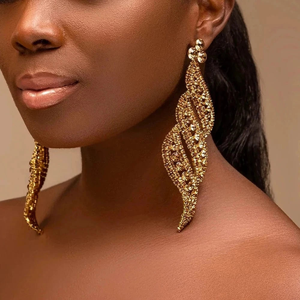 Exaggerated Pendant Earrings Rhinestone Earrings Women Luxury Vintage Jewelry Unique Design Fashion Earrings