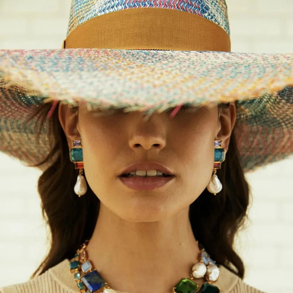 Exaggeration Pearl Earings Women Simple Pendant Big Drop Earrings Fashion Fine Gold Diamond Earrings Jewelry