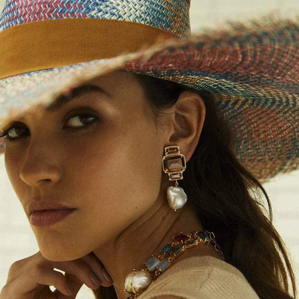 Exaggeration Pearl Earings Women Simple Pendant Big Drop Earrings Fashion Fine Gold Diamond Earrings Jewelry