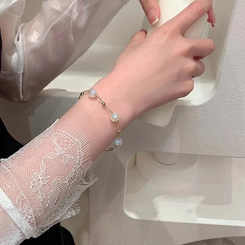 exquisite / 17cm / Gold SL61094  Wholesale korean  simple mermaid pearl fashion design trend Bracelet14k Gold Plated Women Jewelry