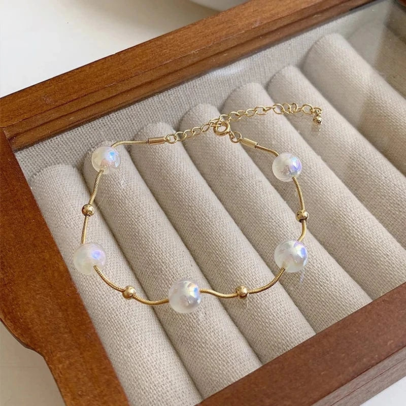 exquisite / 17cm / Gold SL61094  Wholesale korean  simple mermaid pearl fashion design trend Bracelet14k Gold Plated Women Jewelry