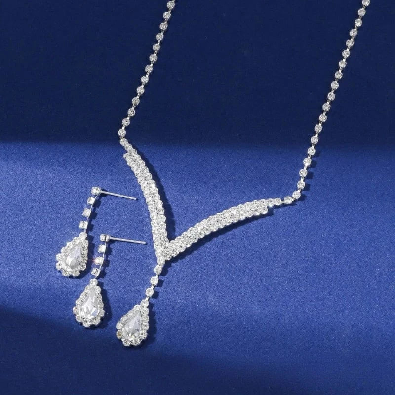 Exquisite Claw Chain Rhinestone Jewelry Set Ladies Necklaces Set With Earrings Necklace Fashion Jewelry Earrings Sets