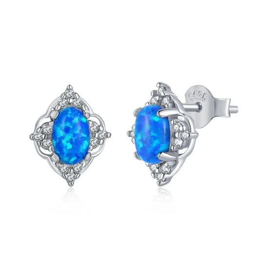Exquisite Opal Stud Earrings Hypoallergenic 925 Sterling Silver Post Stud Earrings for Women Teens Girls Jewelry Gift