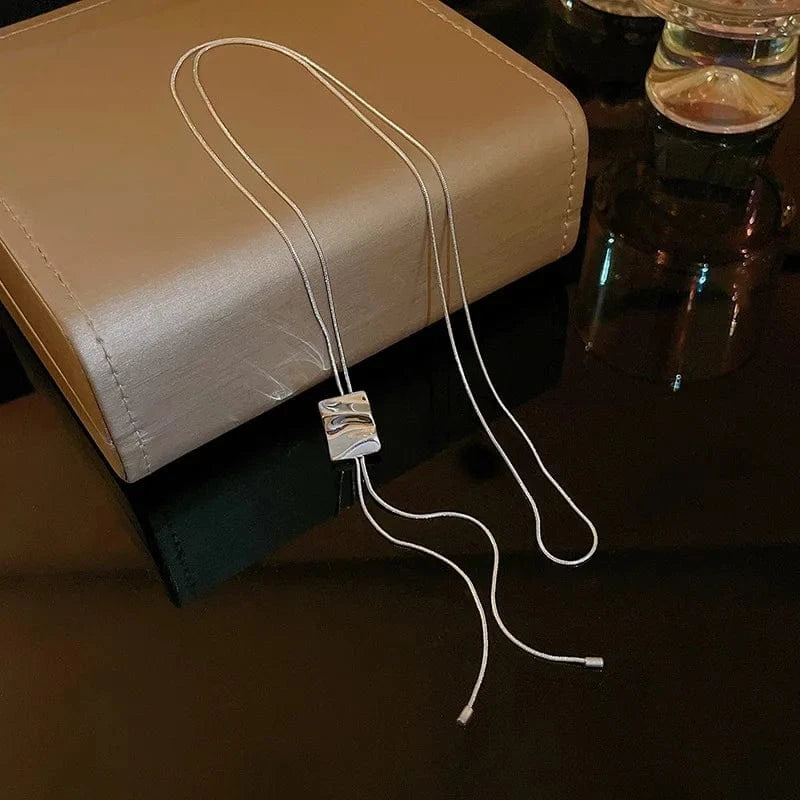 Exquisite Silver Colour Snake Chain Necklaces Long Tassels Neck Chains for Women Trendy Accessories Delicate Classic Jewelry