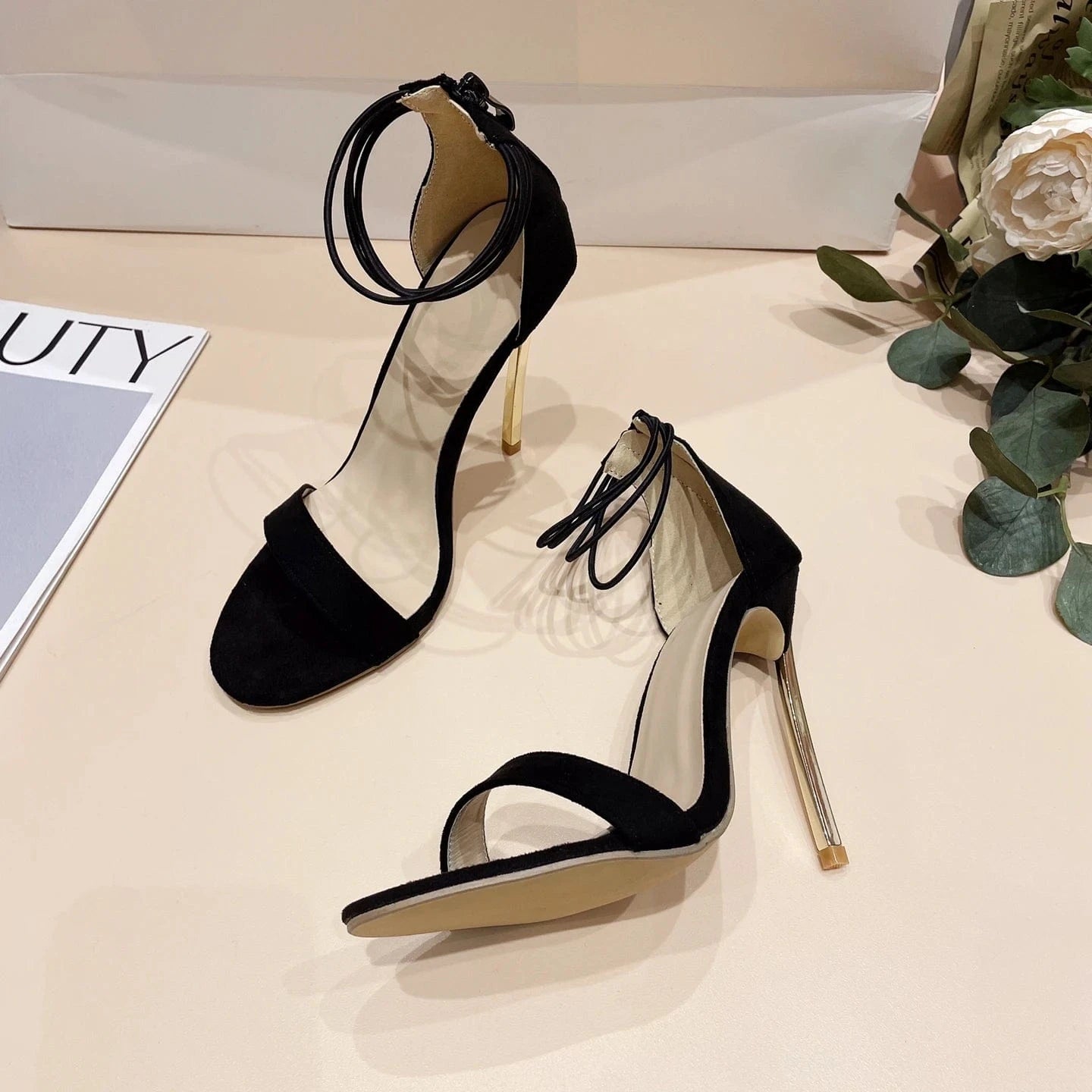 Extreme High Heels Sandals Sexy Pumps Metal Heel Peep Toe Slip On Fetish SM Cosplay Drag Queen Cross Dresser Unisex Shoes