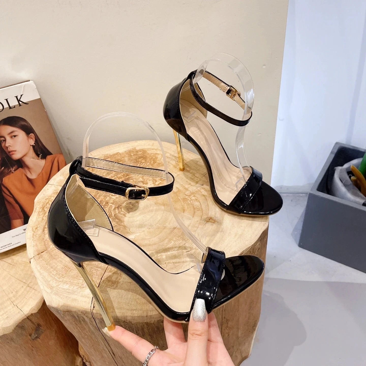 Extreme High Heels Sandals Sexy Pumps Metal Heel Peep Toe Slip On Fetish SM Cosplay Drag Queen Cross Dresser Unisex Shoes