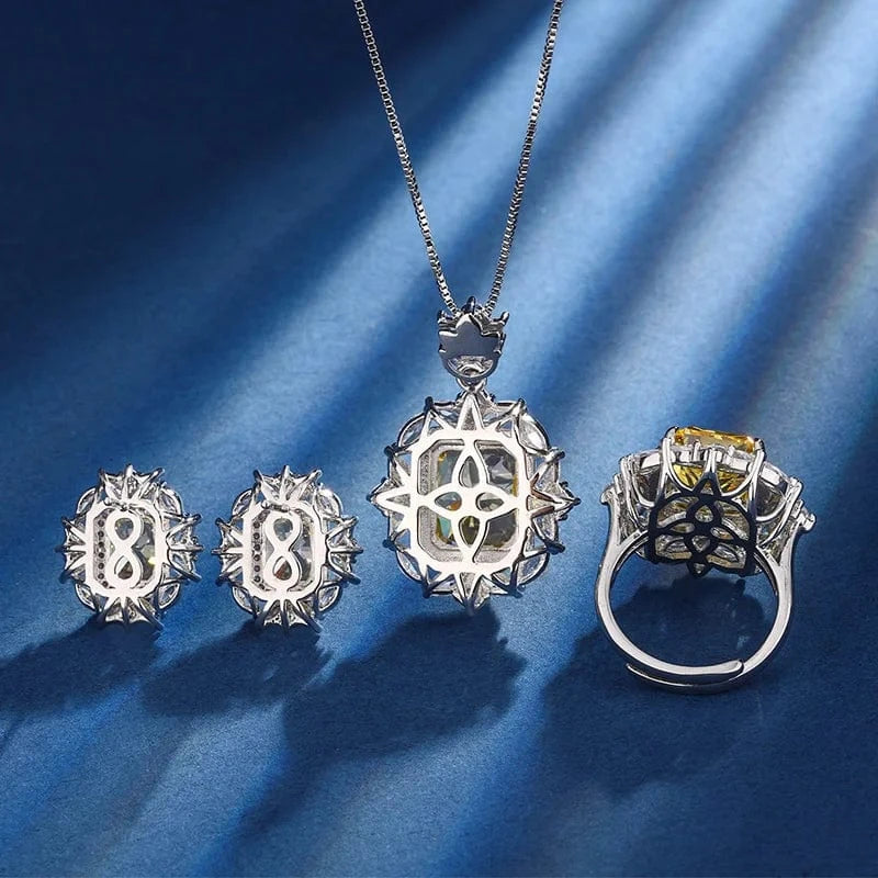 EYIKA Fine Jewelry Set Yellow Bridal Wedding Party Jewelry Set Women's Wedding Party Fine Jewelry