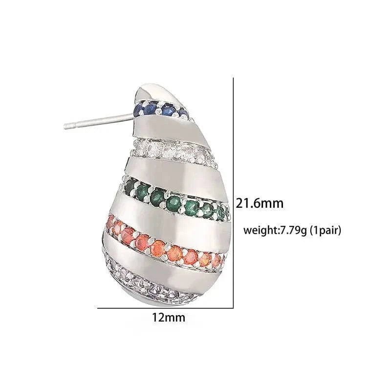 EYIKA New Exaggerate Big Zircon Crystal Earrings for Women Chunky Brass Gold Plated Statement Earring Jewelry