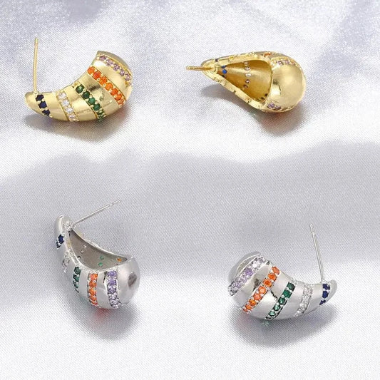 EYIKA New Exaggerate Big Zircon Crystal Earrings for Women Chunky Brass Gold Plated Statement Earring Jewelry