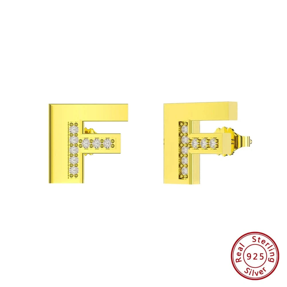 F RINNTIN ZKE01 Fine Jewelry Earrings 2023 Zircon Letter Stud Earrings Silver 925 Sterling Women Wholesale Bulk Earring Alphabet
