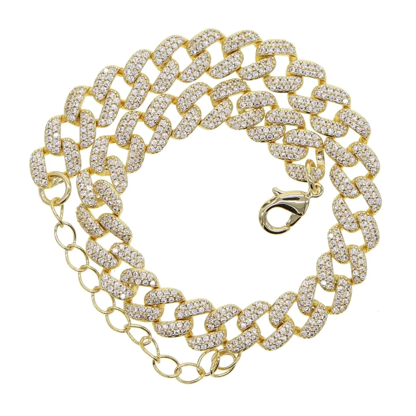 F019-G 21+5cm wholesale fashion hip hop anklet foot jewelry with cz paved Cuban chain women lady beach styles foot jewelry gift