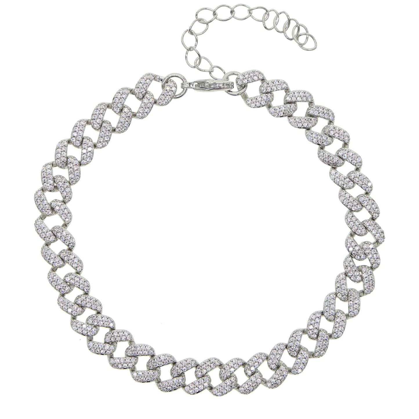 F019-P 21+5cm wholesale fashion hip hop anklet foot jewelry with cz paved Cuban chain women lady beach styles foot jewelry gift