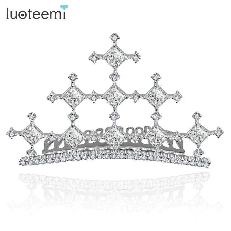F15071549 LUOTEEMI Wholesale Fashion European Wedding Luxury CZ Crystal Bridal Accessories Hair Band Tiara Crown