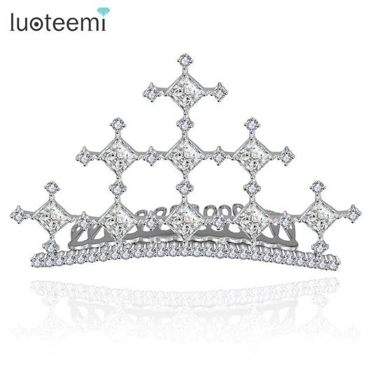 F15071549 LUOTEEMI Wholesale Fashion European Wedding Luxury CZ Crystal Bridal Accessories Hair Band Tiara Crown