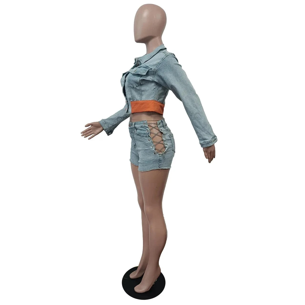 F88520 New Arrivals Fall 2024 Winter Lounge Wear Denim Jeans Jackets Coats Two Piece Shorts Set