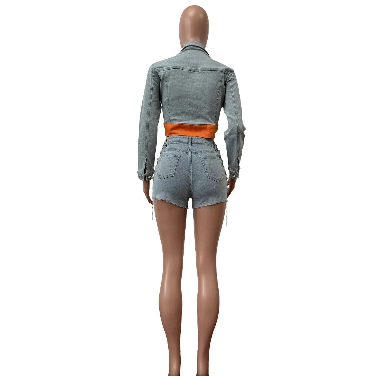 F88520 New Arrivals Fall 2024 Winter Lounge Wear Denim Jeans Jackets Coats Two Piece Shorts Set