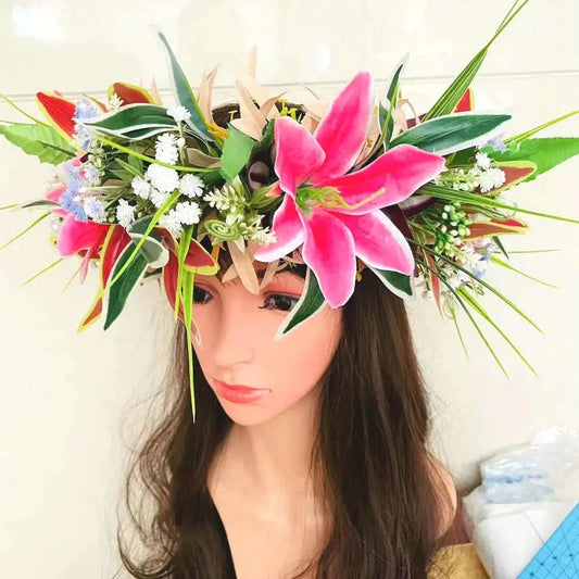 Fabric floral headband Artificial tropical plumeria Island frangipani tiare hibiscus pin comb headband dancing party accessories
