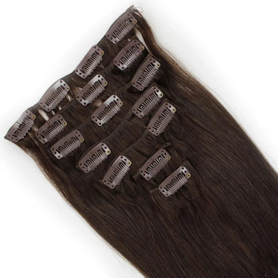 Factory 15-22"7PCS 70g Clip In Real Remy Human Hair Extensions Full Head Ombre Straight Jet Black  cutical aligned hair