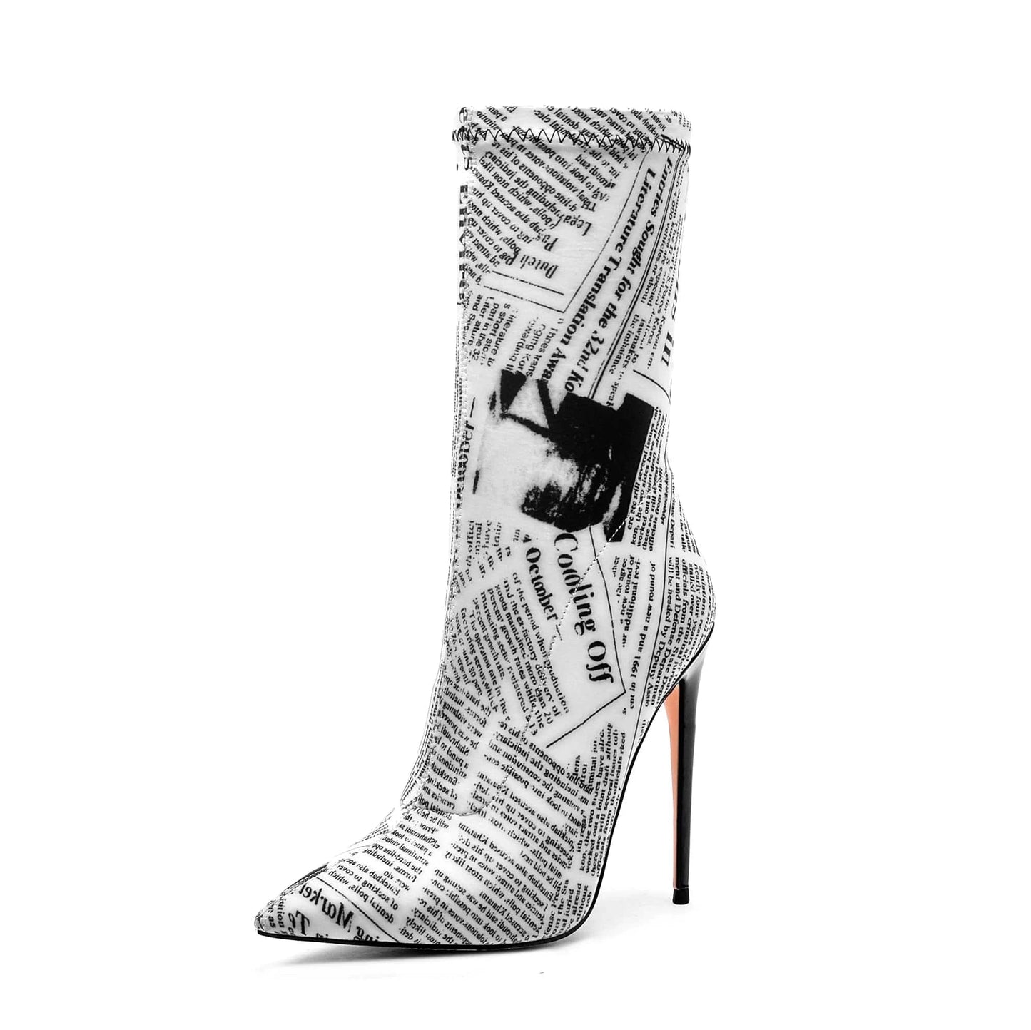 Factory Custom Women Ankle Boots High Heels Boots Pointed Toe Pumps Slip-on Thin Heel Shoes Rubber Winter Boots for Women PU