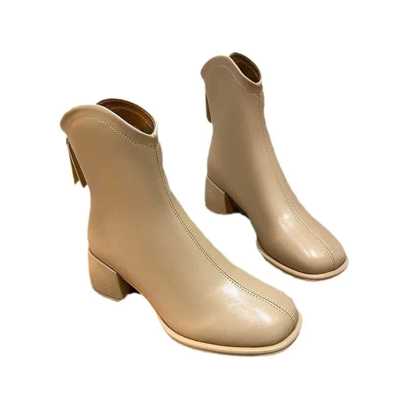 Factory customization leather short heel boots pointed toe for women ladies ankle boots women boots 2023