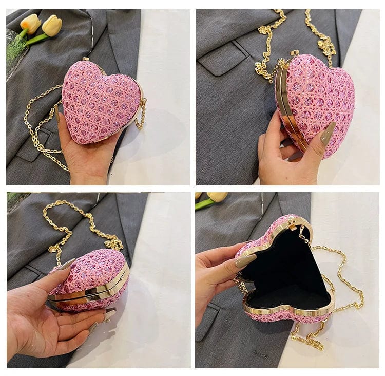 Factory designer 2024 fashion boutique heart shape diamond women's shoulder bags handbags