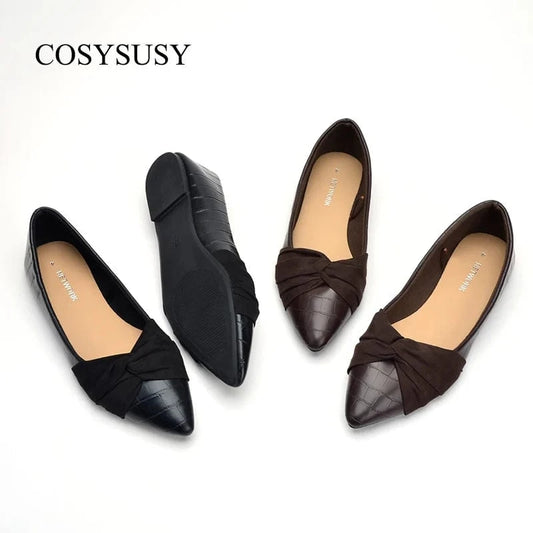 Factory direct sale flat pump shoes beautiful ladies shoes pointed toe women ballerinas lady casual flat shoes