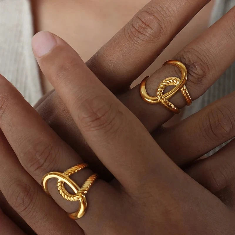 Factory Directly Supply Textured Open Ring Stainless Steel Waterproof Fashion Ring Jewelry