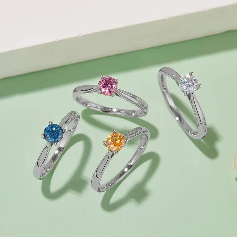 Factory Hotsale Newest Moissanite Ring 0.5ct VVS Pink Moissanits Stone Ring 925 Sterling Silver Jewelry in stock