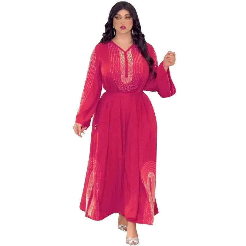 Factory Muslim Women Fashion Abaya New Kaftan Dubai Luxury Shiny Beading Belted Evening Dress Jalabia Robes
