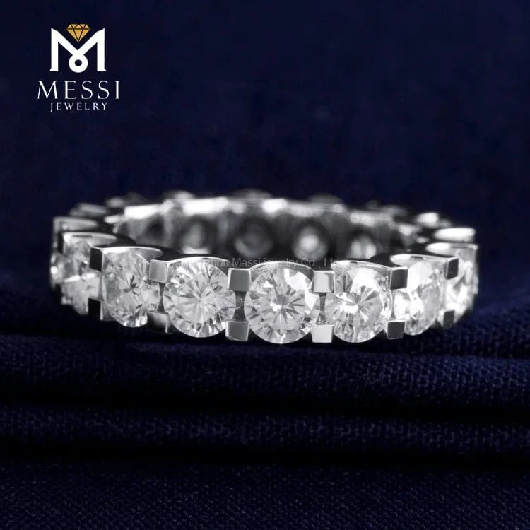 Factory price 14k 18k white gold Eternity DEF VVS moisssanite diamond ring