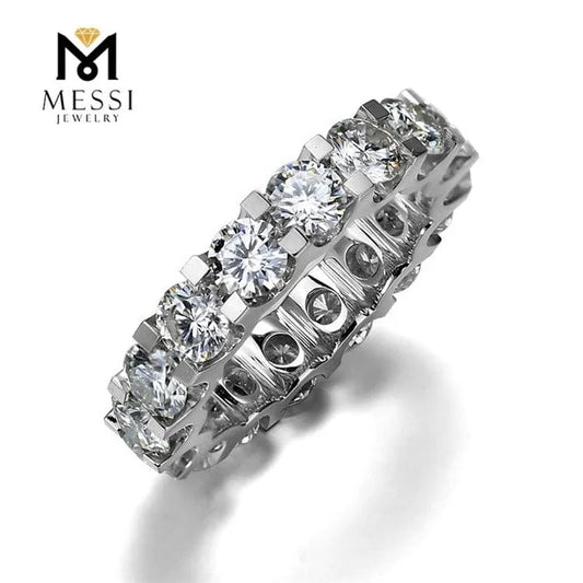 Factory price 14k 18k white gold Eternity DEF VVS moisssanite diamond ring