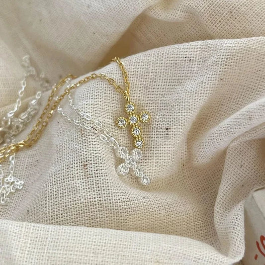 Factory Wholesale 925 Sterling Silver CZ Zircon Cross Shape Pendant Necklace For Women Wedding Jewelry