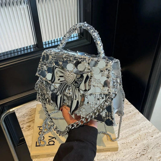 Factory wholesale handbags 2024 Light Lady Sequins Small Square Bags Lady Design Purses For Female