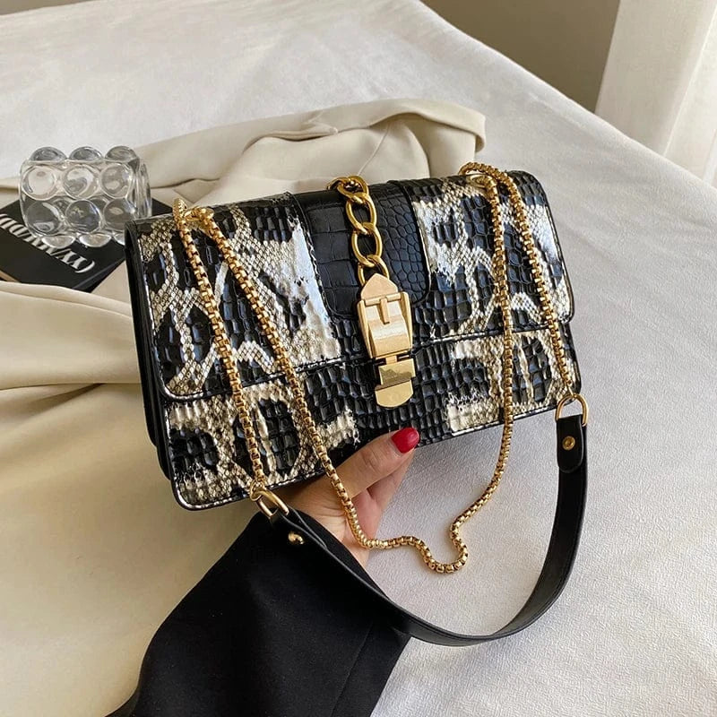 Factory Wholesale Snake Skin Handbags 2024 Lady Luxury Bags With Chain Lady Fashion Design Purses for Girls