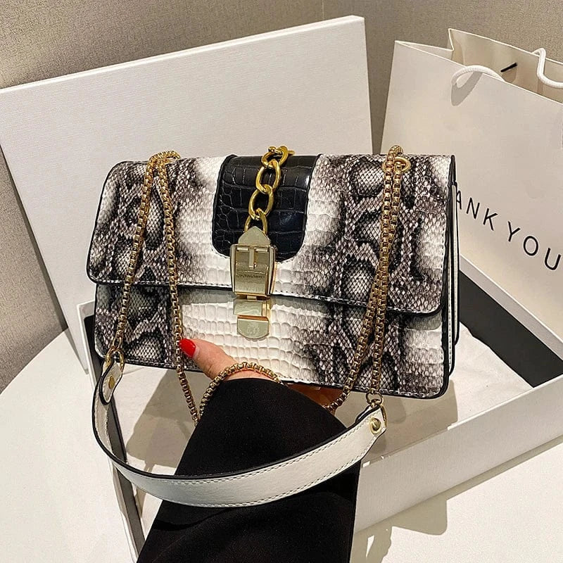 Factory Wholesale Snake Skin Handbags 2024 Lady Luxury Bags With Chain Lady Fashion Design Purses for Girls